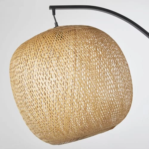 Maisons Du Monde Lampadaires Lampadaire En Métal Noir Mat Et En Bambou Tressé H183 4 Maisons Du Monde Lampadaires Lampadaire En Métal Noir Mat Et En Bambou Tressé H183 – Image 2