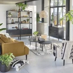 Maisons Du Monde Lampadaires Lampadaire En Rotin Tressé Et Métal Noir H.191cm -Lampadaires || Lustres || Guirlandes et décorations lumineuses Soldes lampadaire en rotin tresse et metal noir h 191cm 1000 8 4 165316 7