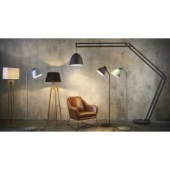 Maisons Du Monde Lampadaires Lampadaire En Terminalier Et Abat-jour En Coton Blanc H165 -Lampadaires || Lustres || Guirlandes et décorations lumineuses Soldes lampadaire en terminalier et abat jour en coton blanc h165 1000 13 13 158232 2