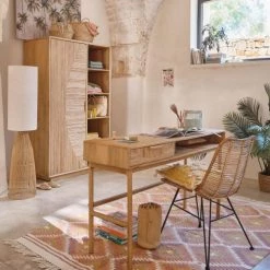 Maisons Du Monde Lampadaires Lampadaire En Tiges De Rotin Et Abat-jour En Lin Blanc H140 -Lampadaires || Lustres || Guirlandes et décorations lumineuses Soldes lampadaire en tiges de rotin et abat jour en lin blanc h140 1000 14 40 224023 2