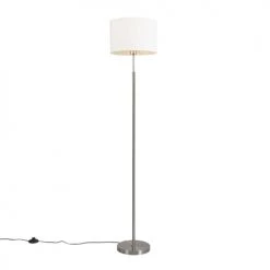 QAZQA Lampadaires Lampadaire En Tissu Blanc