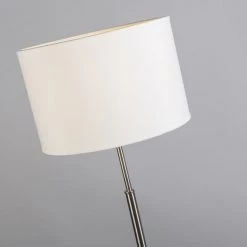 QAZQA Lampadaires Lampadaire En Tissu Blanc -Lampadaires || Lustres || Guirlandes et décorations lumineuses Soldes lampadaire en tissu blanc 3