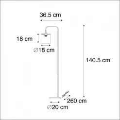 QAZQA Lampadaires Lampadaire En Tissu Noir -Lampadaires || Lustres || Guirlandes et décorations lumineuses Soldes lampadaire en tissu noir 1