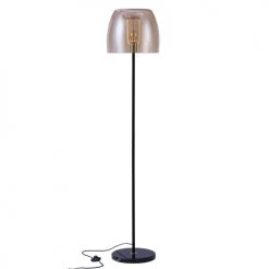 Rendez Vous Déco Lampadaires Lampadaire En Verre Fumé, Marbre Et Métal Noir
