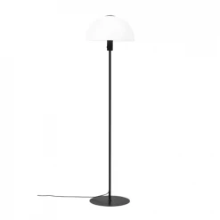 Dyberg Larsen Lampadaires Lampadaire En Verre Opale Et Métal Noir, H 135,5 Cm D 36 Cm