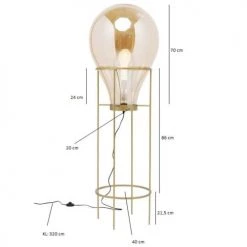 Kare Design Lampadaires Lampadaire En Verre Teint Et Acier Doré H158 -Lampadaires || Lustres || Guirlandes et décorations lumineuses Soldes lampadaire en verre teint et acier dore h158 3