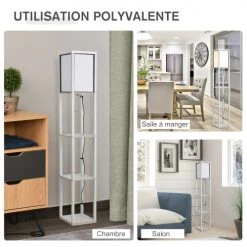 Homcom Lampadaires Lampadaire étagère H160 Cm 3 étagères 4 Niveaux Blanc -Lampadaires || Lustres || Guirlandes et décorations lumineuses Soldes lampadaire etagere h160 cm 3 etageres 4 niveaux blanc 4