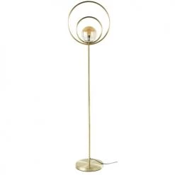 Maisons Du Monde Lampadaires Lampadaire Globe En Verre Teinté Ambré Et Métal Doré H162