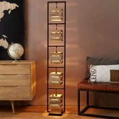 Maisons Du Monde Lampadaires Lampadaire Indus En Métal Noir Et Manguier H153 -Lampadaires || Lustres || Guirlandes et décorations lumineuses Soldes lampadaire indus en metal noir et manguier h153 1000 14 9 177375 8