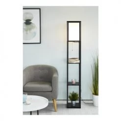 Lampea Lampadaires Lampadaire Industriel En Bois Noir 160 Cm -Lampadaires || Lustres || Guirlandes et décorations lumineuses Soldes lampadaire industriel en bois noir 160 cm 3