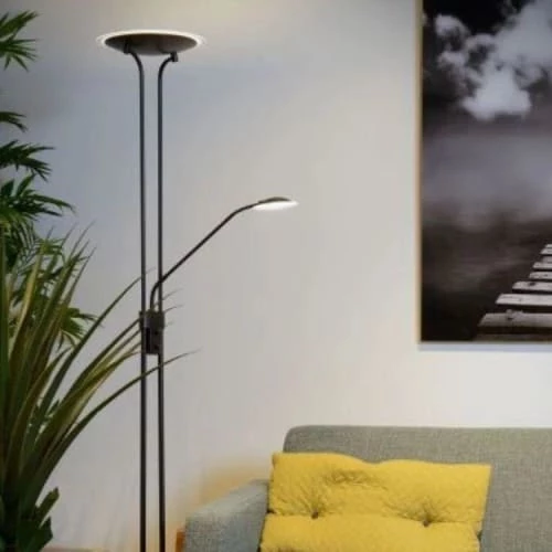 Lucide Lampadaires Lampadaire LED Avec Liseuse Métal H180cm 4 Lucide Lampadaires Lampadaire LED Avec Liseuse Métal H180cm – Image 2