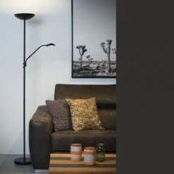 Lucide Lampadaires Lampadaire LED Avec Liseuse Métal Noir H180cm 7 Lucide Lampadaires Lampadaire LED Avec Liseuse Métal Noir H180cm -Lampadaires || Lustres || Guirlandes et décorations lumineuses Soldes lampadaire led avec liseuse metal noir h180cm 1