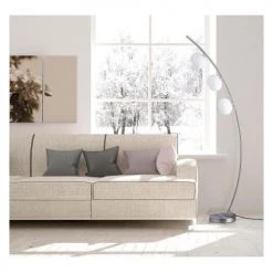 Lampea Lampadaires Lampadaire Moderne En Métal Argent 170 Cm -Lampadaires || Lustres || Guirlandes et décorations lumineuses Soldes lampadaire moderne en metal argent 170 cm 1