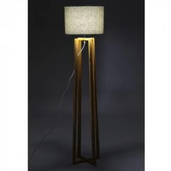 Wadiga Lampadaires Lampadaire Pied En Bois Et Abat-jour Gris -Lampadaires || Lustres || Guirlandes et décorations lumineuses Soldes lampadaire pied en bois et abat jour gris 4