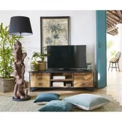 Maisons Du Monde Lampadaires Lampadaire Singe Et Abat-jour Noir H156 -Lampadaires || Lustres || Guirlandes et décorations lumineuses Soldes lampadaire singe et abat jour noir h156 1000 15 27 177393 2