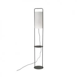 Wadiga Lampadaires Lampadaire Table En Métal Noir Et Abat-jour Blanc H150cm