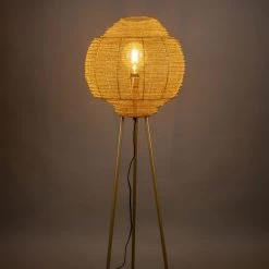 Dutchbone Lampadaires Lampadaire Trépied Avec Abat-jour En Métal Or -Lampadaires || Lustres || Guirlandes et décorations lumineuses Soldes lampadaire trepied avec abat jour en metal or 2