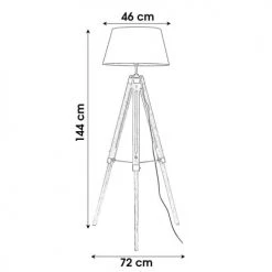 Wadiga Lampadaires Lampadaire Trépied Bois Abat-jour Gris Foncé H144cm -Lampadaires || Lustres || Guirlandes et décorations lumineuses Soldes lampadaire trepied bois abat jour gris fonce h144cm 2