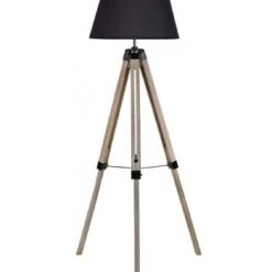 Wadiga Lampadaires Lampadaire Trépied Bois Abat-jour Noir H144cm -Lampadaires || Lustres || Guirlandes et décorations lumineuses Soldes lampadaire trepied bois abat jour noir h144cm 3