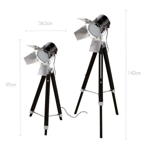 Rendez Vous Déco Lampadaires Lampadaire Trépied En Bois Noir Et Abat-jour En Métal 6 Rendez Vous Déco Lampadaires Lampadaire Trépied En Bois Noir Et Abat-jour En Métal – Image 4