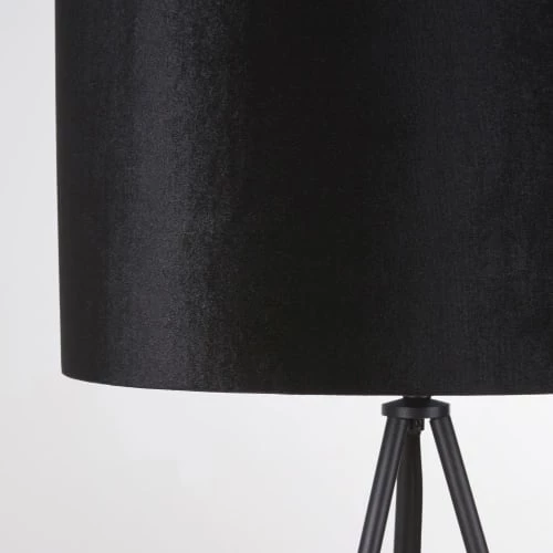 Maisons Du Monde Lampadaires Lampadaire Trépied En Métal Doré Et Noir, Abat-jour En Velours Noir H152 4 Maisons Du Monde Lampadaires Lampadaire Trépied En Métal Doré Et Noir, Abat-jour En Velours Noir H152 – Image 2