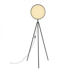 Zuiver Lampadaires Lampadaire Trépied En Métal Et Cannage Naturel