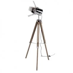 Rendez Vous Déco Lampadaires Lampadaire Trépied Industriel Pieds En Bois Et Tête En Métal