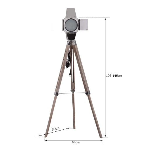 Homcom Lampadaires Lampadaire Trépied Projecteur Hauteur Réglable H103-146 Cm 5 Homcom Lampadaires Lampadaire Trépied Projecteur Hauteur Réglable H103-146 Cm – Image 3