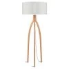 Good & Mojo Lampadaires Lampadaire Tripode Bambou Et Lin Naturel Blanc H160cm -Lampadaires || Lustres || Guirlandes et décorations lumineuses Soldes lampadaire tripode bambou et lin naturel blanc h160cm
