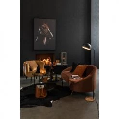 LANADECO Lampadaires Lampe Métal Noir Bois Naturel H130cm -Lampadaires || Lustres || Guirlandes et décorations lumineuses Soldes lampe metal noir bois naturel h130cm 1