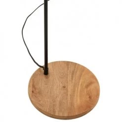 LANADECO Lampadaires Lampe Métal Noir Bois Naturel H130cm -Lampadaires || Lustres || Guirlandes et décorations lumineuses Soldes lampe metal noir bois naturel h130cm 3
