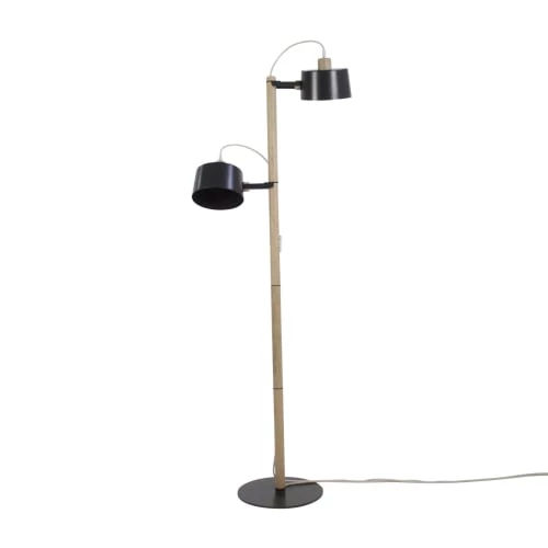 DIZY Design Lampadaires Luminaire à Poser Avec 2 Abat-jours En Chêne Et Métal Noir 3 DIZY Design Lampadaires Luminaire à Poser Avec 2 Abat-jours En Chêne Et Métal Noir